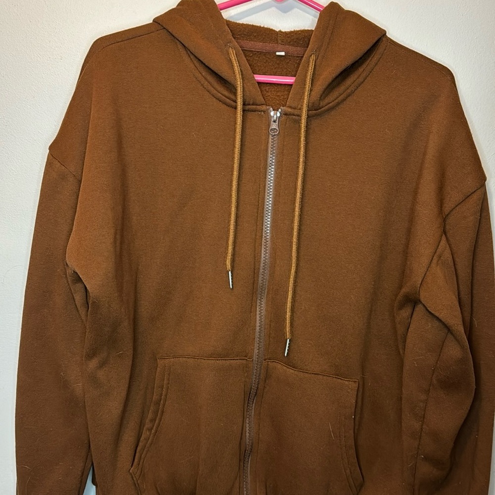Brown Zip - Up Hoodie